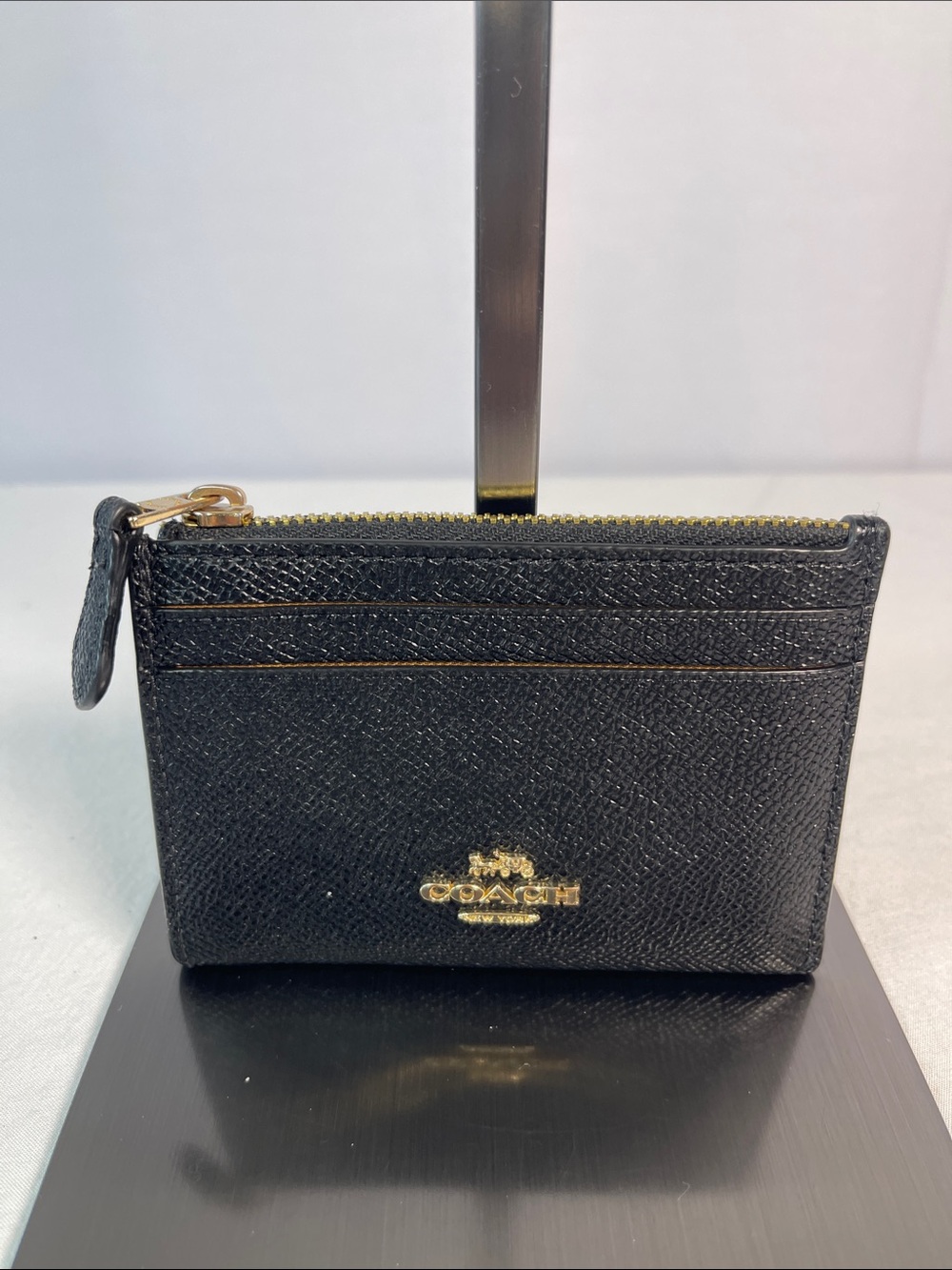 Coach F2454-88250 Mini Skinny ID Card Case Black Leather Gold